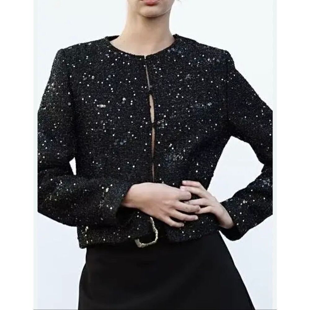 Zara Tweed Texture Sequin Jacket